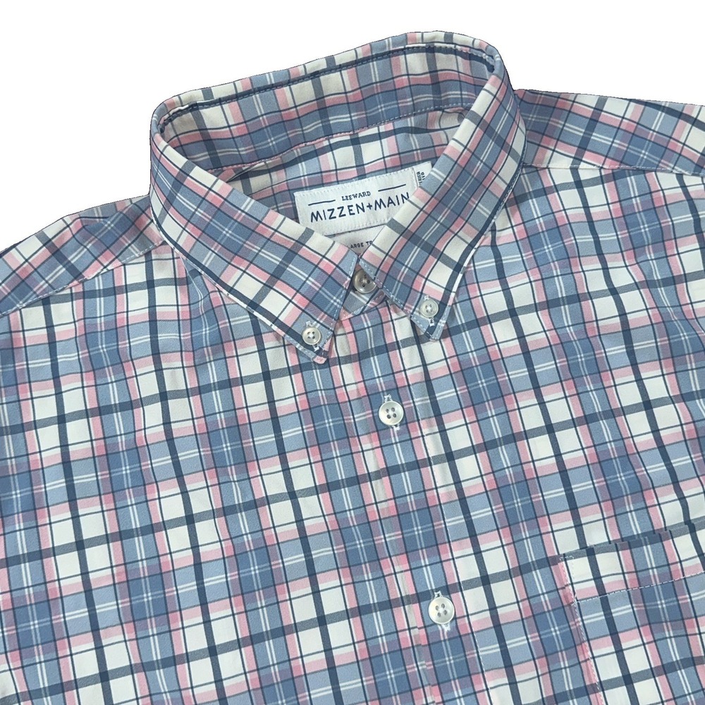 Mizzen‎ Main Shirt Mens Large Trim Fit Leeward Performance Short Sleeve Stretch